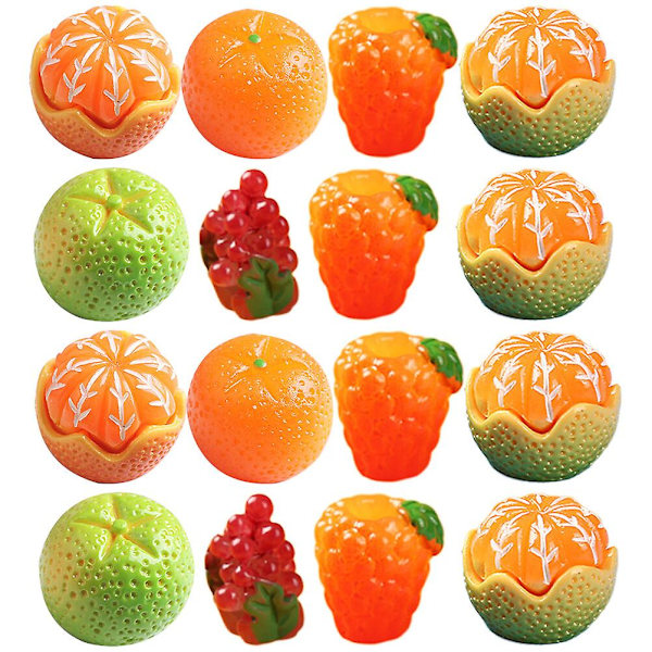 24-delt harpiks simuleret frugt smykker DIY håndværk dekorative tilbehør miniature frugt blandet stil (medium størrelse)