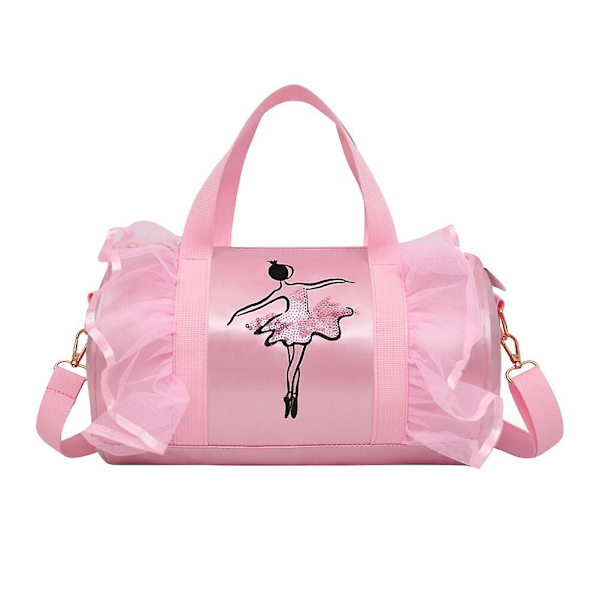 Pige Skulder Dansetaske Børn Blonde Ballet Tote Duffel Taske Messenger Taske til Ballerinaer (Pink Langt Slør) (Størrelse 1, Pink)
