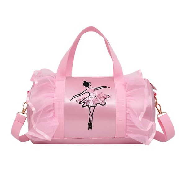 Piger Skulder Dansetaske Børne Blonde Ballet Tote Duffel Bag Messenger Bag til Ballerinaer (Pink Langt slør) (Størrelse 1, Pink)