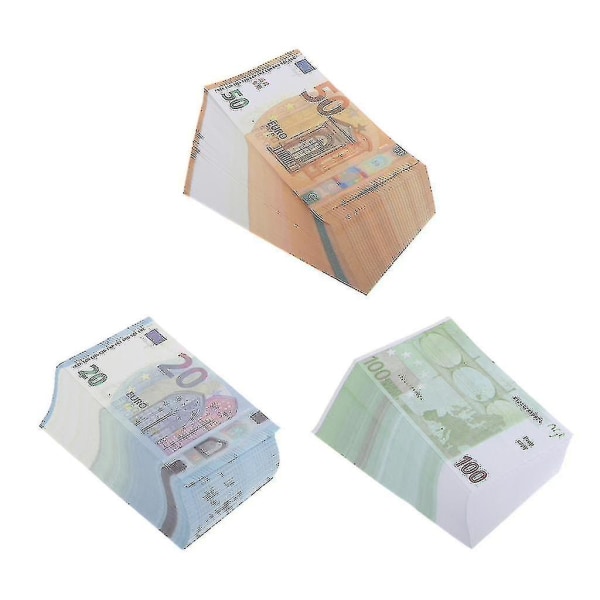Prop penge, førsteklasses legepenge, pakke med 300 stykker, kopi 100/50/20 euro