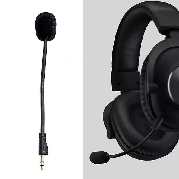 Headset Mikrofon Plug Play Udskiftelig Fleksibel 3,5 mm Omnidirektionel Gaming Hovedtelefon Mikrofon Kompatibel Logitech-g Pro X（1,Sort）