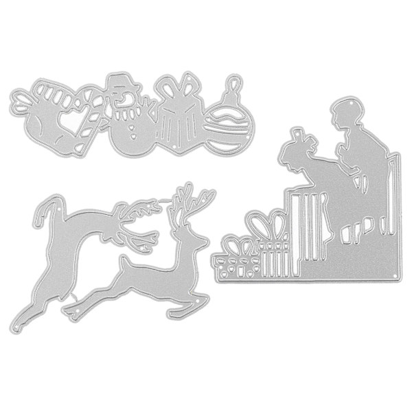 3 st hantverk jul tema präglad stans skärning die scrapbook skärning die DIY die (8.50X6.50X0.50CM, som visas på bilden)
