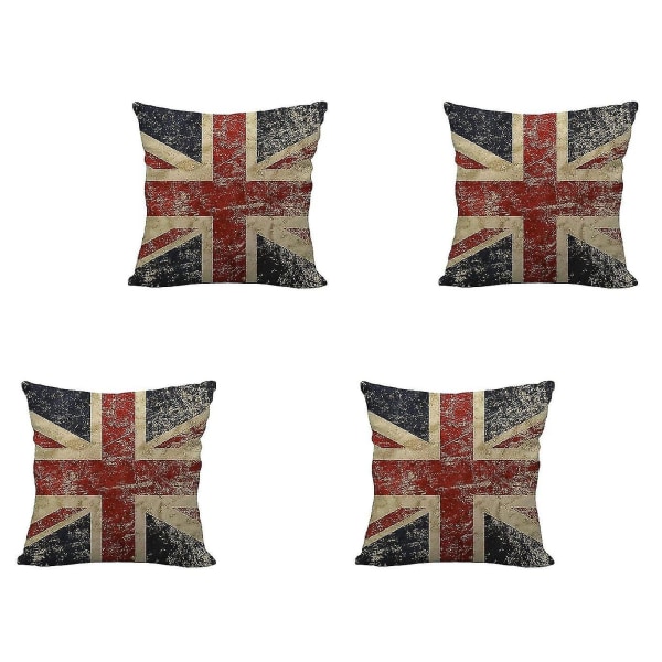 4 stk British Flag Putetrekk, Union Jack Flag Vintage Style Putetrekk Putetrekk 45x45 Cm (stil B)