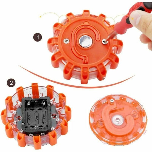 FlkwoH 15 LED Varningsljus Bärnstensfärgad, 9 Mönster Blinkande Vägsäkerhetsljus, Multifunktions Nödbelysning, Yeurié