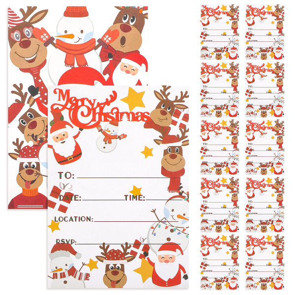 10 juletemakort, invitationer, feriekort, gavekort (15,5x10,5 cm, flerfarvet)