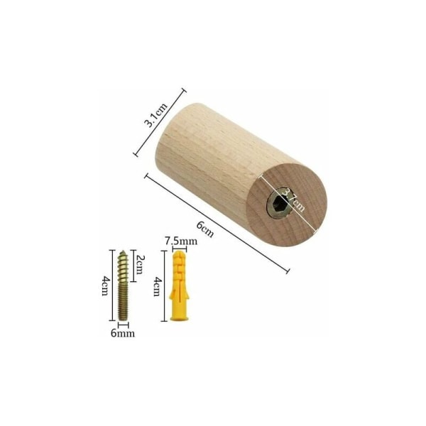 Set med 6 bokväggkrokar 3x6cm Cylindriska väggkrokar Klädhängare Halsduk Väska Handduk Dekorativa krokar - Maxvikt 15kg