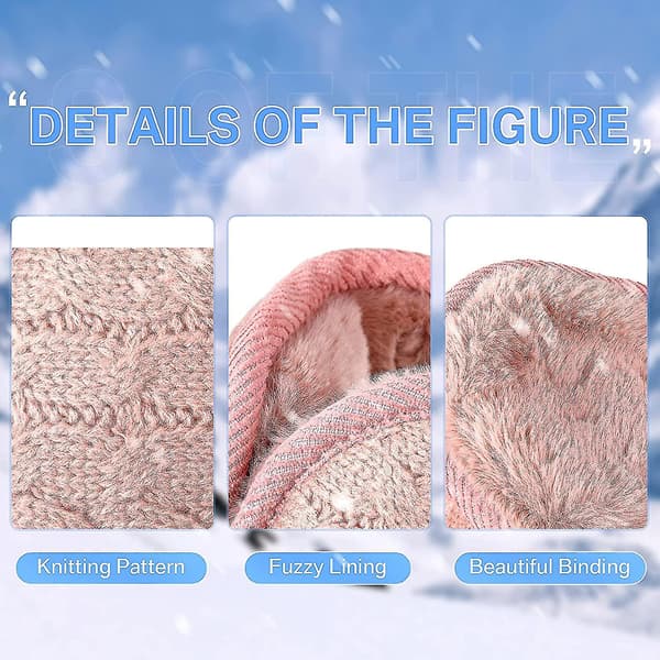 3 st Unisex Varm Stickad Öronmuffar Päls Fleece Vinter Öronmuffar Fällbara