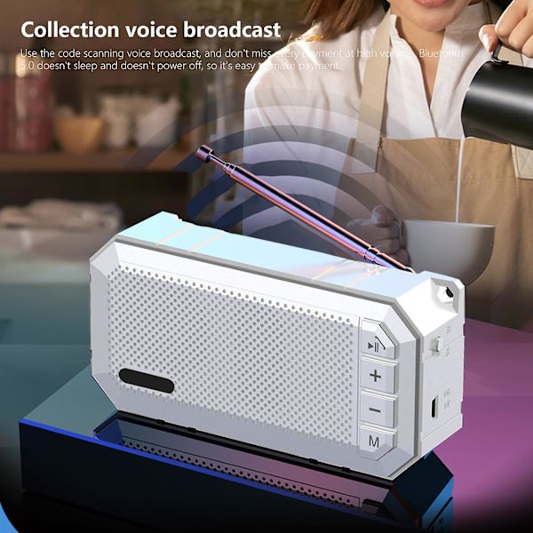 Trådlös Bluetooth-ljud Ultra Long Standby Subwoofer Gammal Ny Radio Med Låtar Stort Volym Plug-in-kort Bärbar Stereo（Vit）