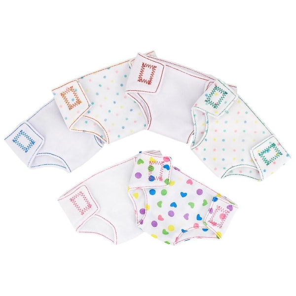 6-pack dockblöja Roliga klä upp spelkläder 18 tums docktillbehör (15,5 x 10 cm, vit)