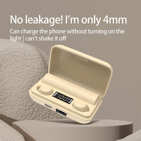 Digital Power Bluetooth-headset Mini osynlig binaural sömn-headset ultralång räckvidd Bluetooth-headset（Beige）