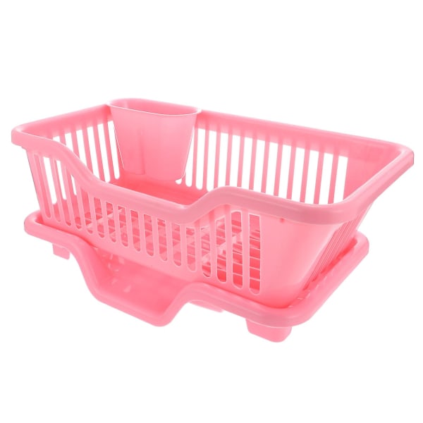 1 set hushållsdiskställ, köksdiskställ och diskställ (44,5X24X18CM, rosa)