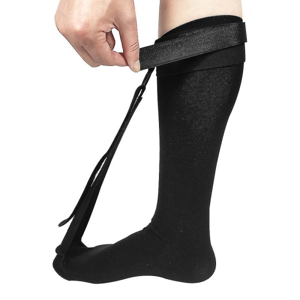 1 st Plantar Fasciitis kompressionsstrumpa för hälsmärta Fotfallskorrigeringsfot Stretching Socka（S-M，svart）