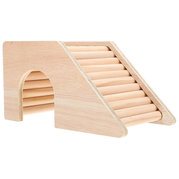 Træhamsterhus, hamster gemmested, kreativt lille kæledyrshus med stige (17X9.5X9CM, som vist på billedet)