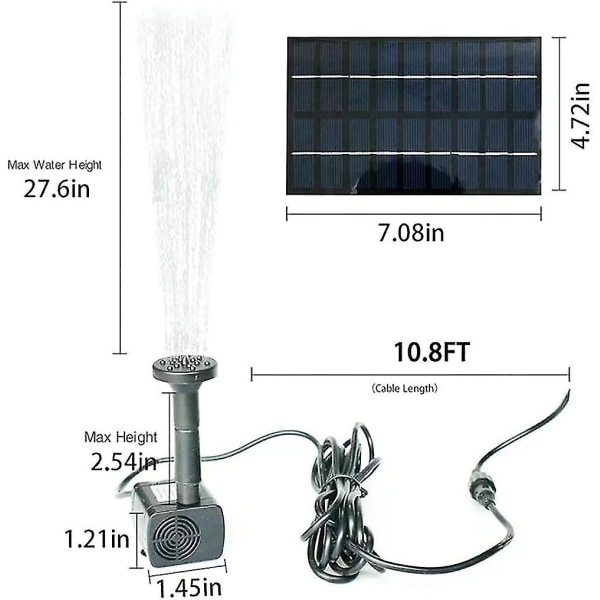 1,2 W solarpump solcellsfontän solcellsladdning fågelbad utomhus sprinkler * 4 trädgårdsdekoration