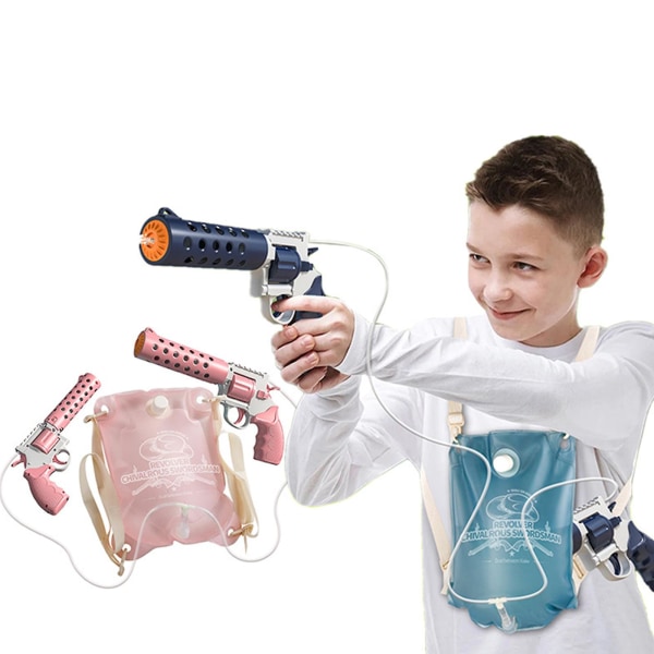 26FT lang rækkevidde revolver elektrisk vandpistol børnelegetøjspistol 2000CC Kapacitetstank（Pink）