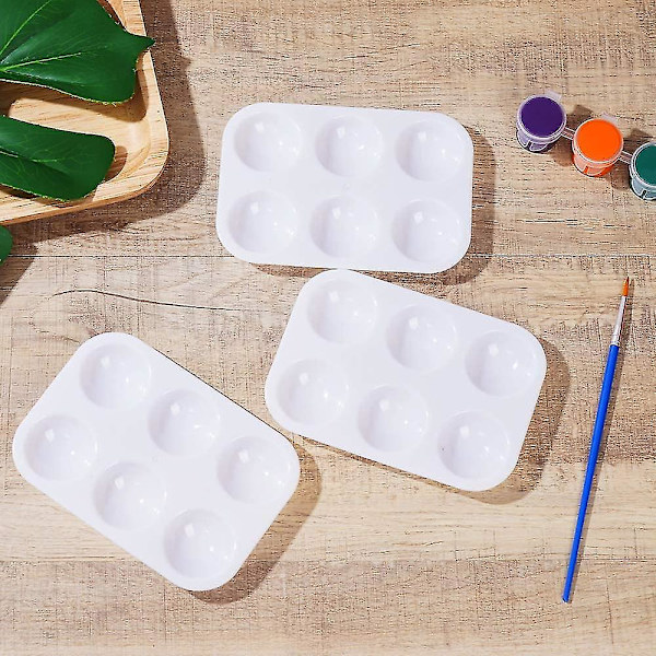 30 st vita plastfärgspaletter 6 brunnar rektangulära