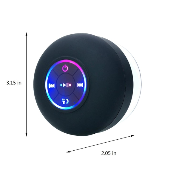 Bluetooth-duschhögtalare med färghänderfri högtalartelefon med inbyggd mikrofon dedikerad sugkopp för duschar Bluetooth 5.0 IPX4（Svart）