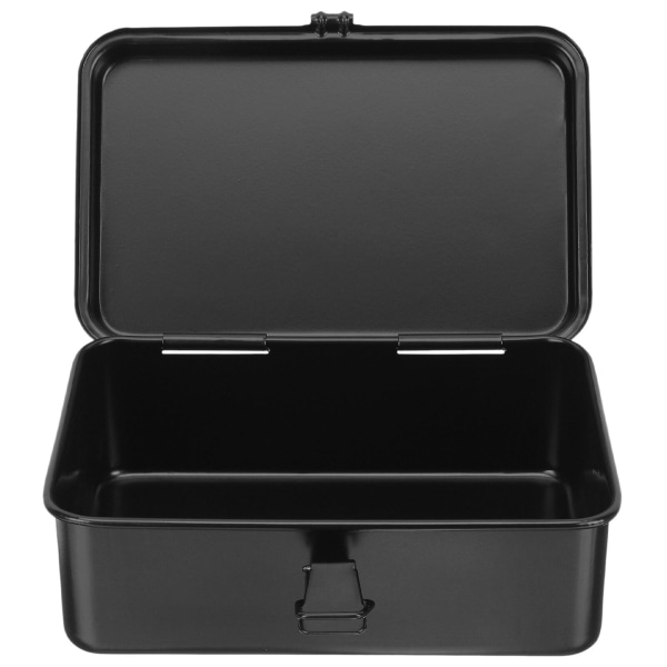 Small tool box iron tool box household tool storage box tool storage storage box (20X12.5CM, black)