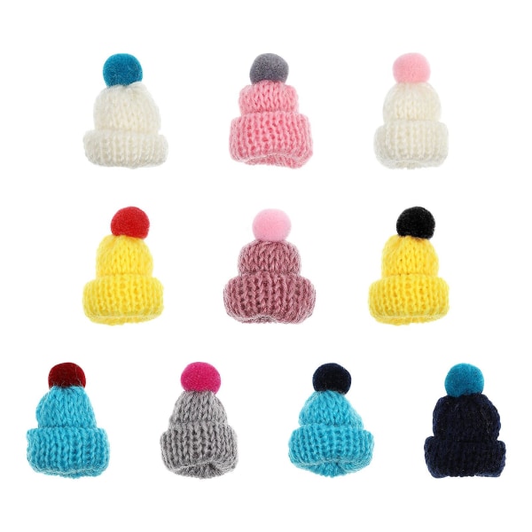 10-pak strikket hue ornamenter mini hat ornamenter mini uld hatte DIY Art Supplies (blandede farver som på billedet)