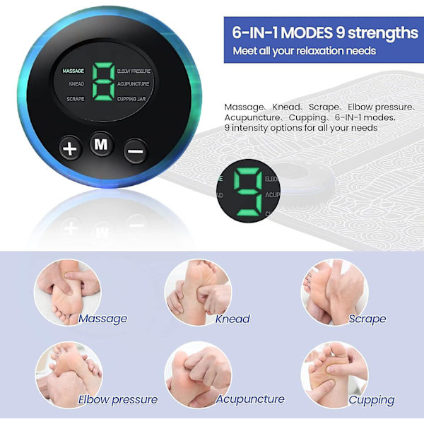 EMS Fotmassage, Elektrisk Fotmassageapparat, EMS Benomformande Fotmassage, Elektrisk Massageapparat, Främjar Blodcirkulationen och Lindrar Muskelvärk