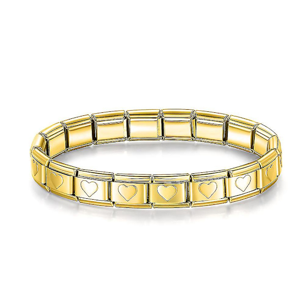 Ny Fashion Dame Romantisk Hjerte 9mm Bredde Rustfrit Stål Armbånd Ba（Guld Hjerte）