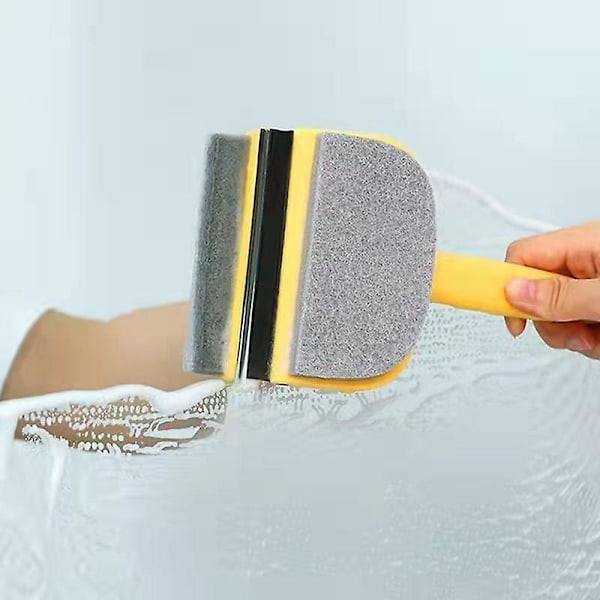 2 in 1 monitoiminen puhdistuslasinharja keltainen lasinpuhdistinpyyhin 11,8*18,8*5,8cm