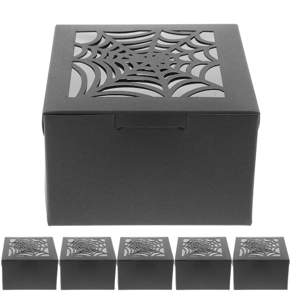 25 Halloween hämähäkinverkko laatikkoa monitoimiset lahjapakkauslaatikot paperikaramellikakkurasia (10X10X6.3CM, musta)
