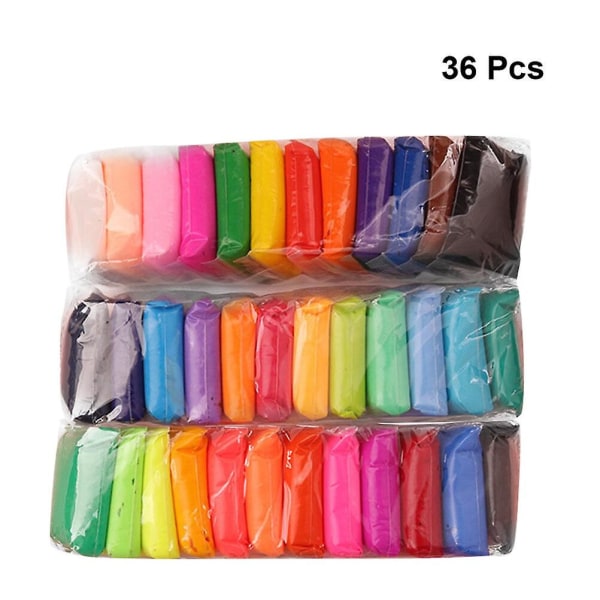 36-farger lufttørkende leire støping håndverk leire sett for barn med verktøy barnas DIY leker plasticine krystall farge leire (som vist på bildet)