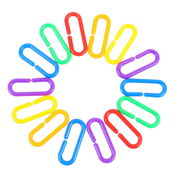 150 kpl muovia C-muotoinen klipsikoukku ketjurengas C-muotoinen linkki lasten koulutuslelut (4,20X1,70X0,20cm, väri)
