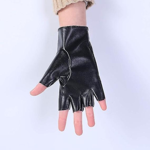 Kvinners PU-lær Punk Hansker Studded Rem Strop Eller Spenne Halv Finger Ytelses Hansker