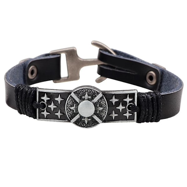 Flätat läderarmband med stjärnmönster i legering och spänne