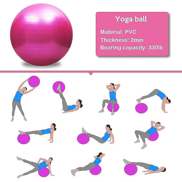 Träningsboll Extra Tjock Yogaboll Stol För Kontor & Hem & Gym（Rosa）