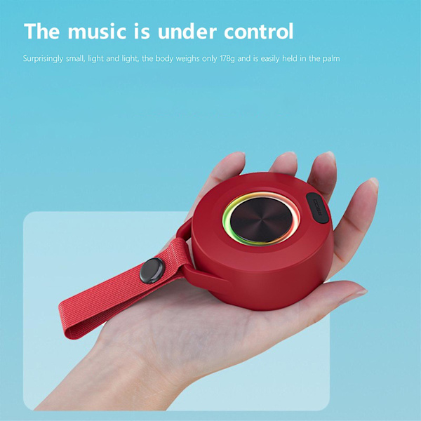 Bärbar trådlös Bluetooth-högtalare Bärbar högtalare med färgad Bluetooth 5.0 Special Holiday Gift（Röd）