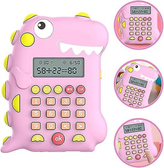Barnekalkulator, Rosa Dinosaur Shape Kalkulator, Matematikkspill Smart Learning Kalkulator, Kontorkalkulator
