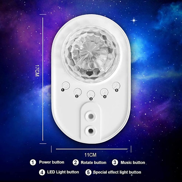Stjerneprojektor med timer-slukfunktion, Bluetooth og fjernbetjening