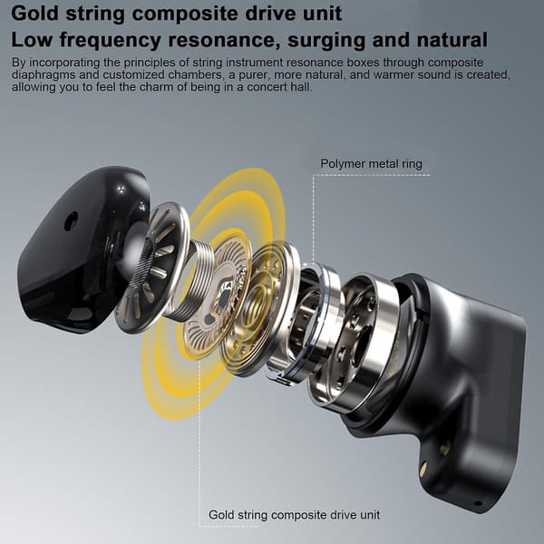 Intelligent Digital Display Transparent Charging Compartment Bluetooth Headset Semi-In-Ear Bluetooth Headset（Svart）