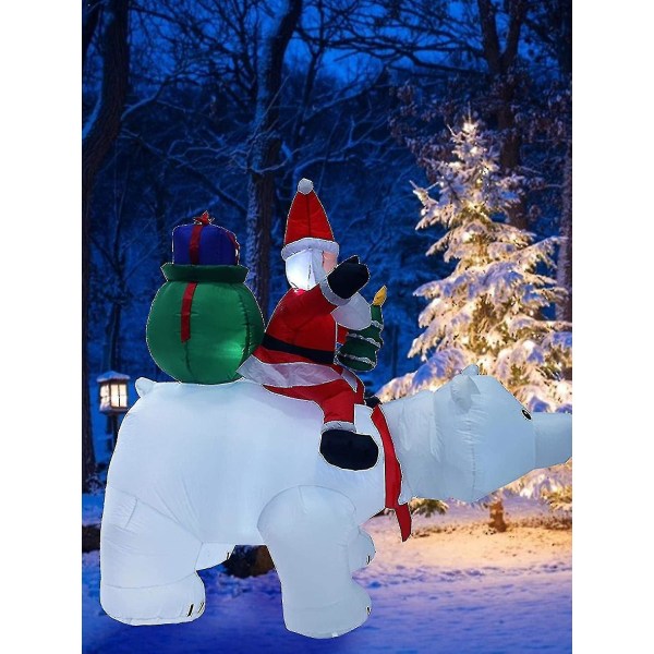 Uppblåsbar jultomte, fleecebjörnsdekoration utomhus inomhus uppblåsbar jul uppblåsbar jul uppblåsbar docka använd varje dag, 2m,-