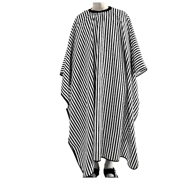 Justerbar svartvit randig frisörkappa för hårklippning/barberarkappa