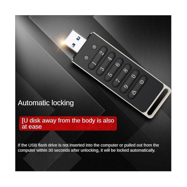 Sikkert USB-drev, 128gb krypteret USB-flashdrev Hardware Adgangskode Memory Stick med tastatur Usb 3. (Sort)