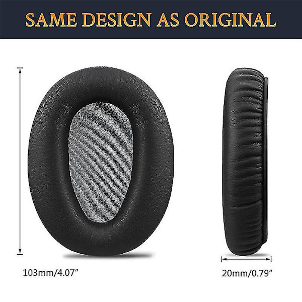 1 par skumøreputer pute lær øreputer for Wh-ch700n (whch700n) & Mdr-zx780 (zx780dc)/mdr-zx770（Svart）