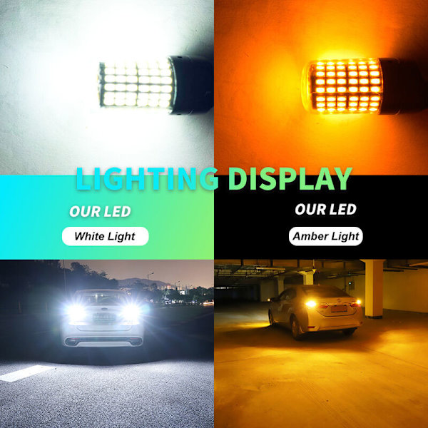 2 st 1156 BAU15S PY21W LED-lampor 144smd CanBus-lampa Backljus Blinkers (gult ljus, 2 st)