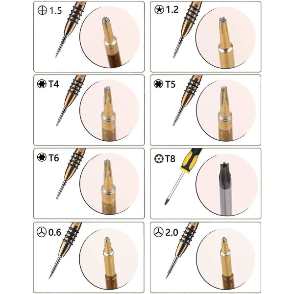 Qiaoyosh Professionell skruvmejsel verktygssats för Macbook med Torx T4 T5 T6 T8 Y 2.0 0.6, för Macbook Air Pro med Retina 11\" 13\" 15\" 17\" (alla versioner