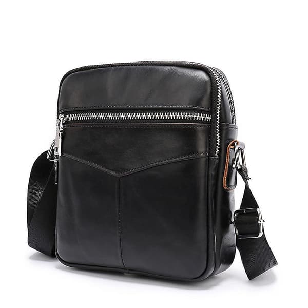 Läder retro herr slitstark casual messenger väska (Brun)