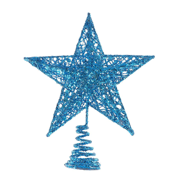 25cm juletre jernstjernetopp glitrende juletrepynt (blå) (25cm, blå)