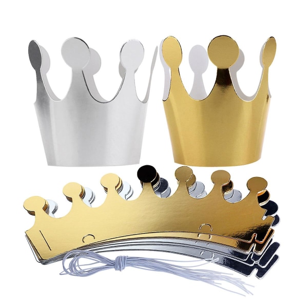 Rosenice 10-delad Kids Party Crown Set Paper Party Crown (silver)