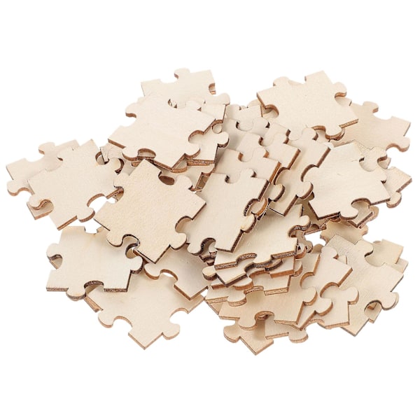 100 brikker tomt puslespill uferdig trepuslespill Fargelegg ditt eget barnepusslespill (3,5X3,5 cm som vist)