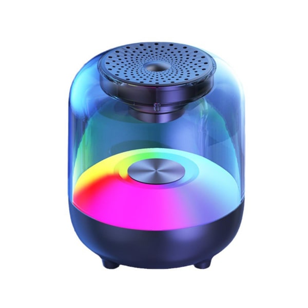 360 Surround Sound Intelligent Bluetooth Audio Bluetooth 5.0 Färgglatt Ljus Subwoofer Hem Lång Räckvidd Bluetooth Högtalare（Svart）