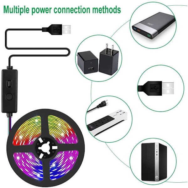 1m Multicolor Flexibel LED-list för rum, fjärrkontroll, möbler, trappa, rumsbelysningslist