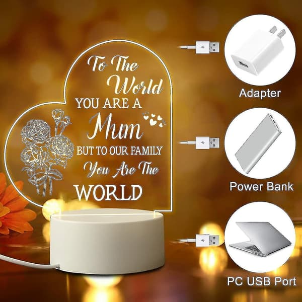 Mors dags gaver til mor natlys senglampe natlys USB strømforsyning