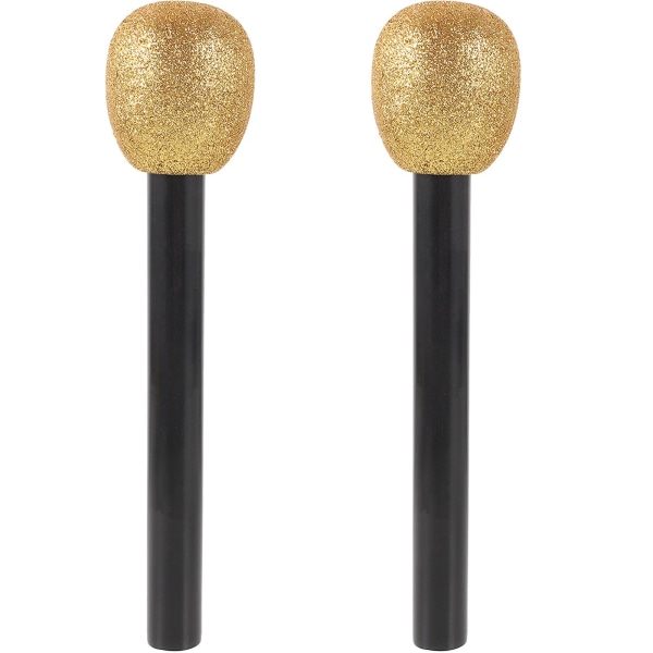 2-pak Flash-mikrofonmodel Pretend Microphone Legetøj Børnemikrofon Festfotorekvisitter (25.50X6.00X6.00CM, guld)